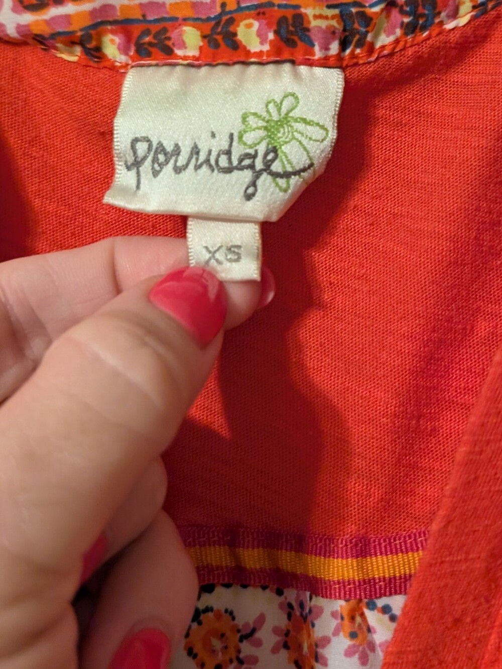 Porridge Orange & Floral Tile Patchwork Light Summer Sleeveless Top, Size XS - Picture 4 of 6